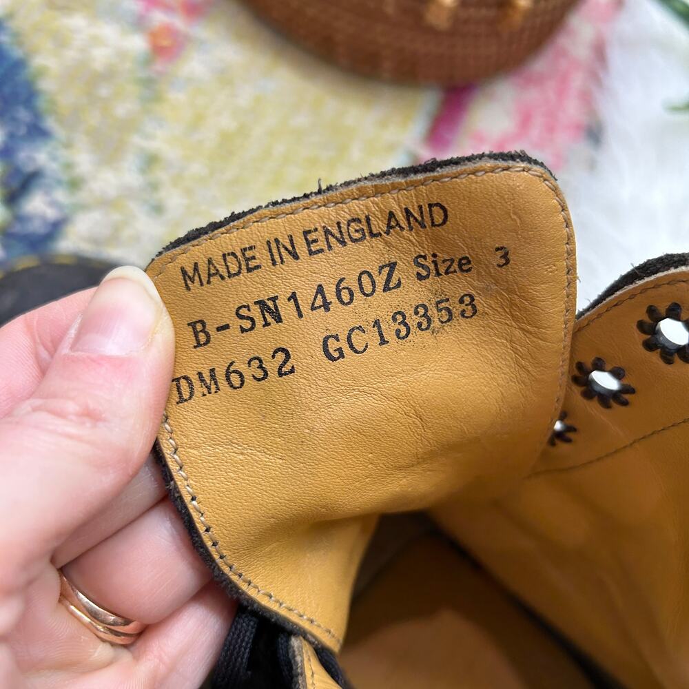 Dr. Martens Junior 1460 Reptile Emboss Ankle Boots Kids 3 Black Leather Lace Up - Picture 9 of 9